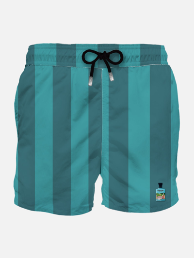 Mc2 Saint Barth Man Classic Swim Shorts With Portofino Gin Patch Portofino Dry Gin Special Edition In Blue