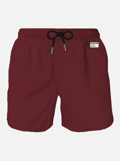 Mc2 Saint Barth Man Bordeaux Swim Shorts Pantone Special Edition In Red