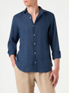 MC2 SAINT BARTH MAN BLUE NAVY LINEN PAMPLONA SHIRT