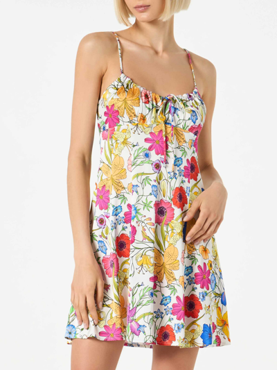 Mc2 Saint Barth Flower Print Slip Dress In Multicolor