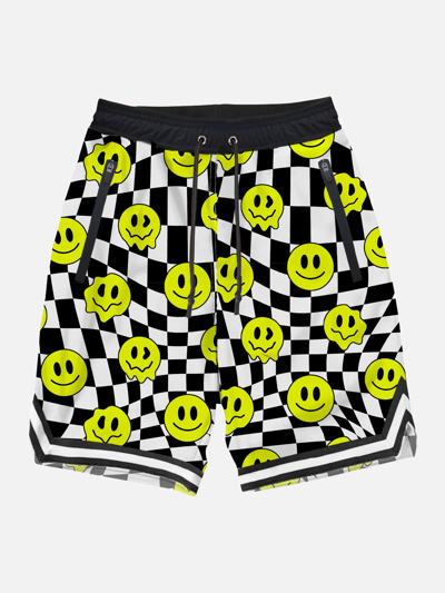 Mc2 Saint Barth Checked Swim Shorts Surf Style With Smiles Print In White