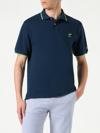 Mc2 Saint Barth Blue Piquet Polo With St. Barth Logo And Contrasts In Blue