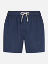 MC2 SAINT BARTH MAN NAVY BLUE LINEN SWIM SHORTS