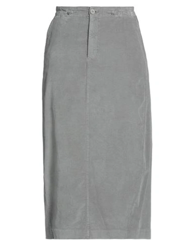 European Culture Woman Midi Skirt Grey Size M Cotton, Modal, Elastane, Lycra