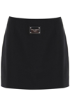 Dolce & Gabbana Ottoman Logo-plaque Woven Mini Skirt In Black