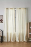 Anthropologie Fiora Ribbed Velvet Curtain By  In White Size 108"