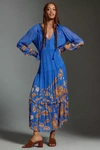 By Anthropologie The Marais Printed Chiffon Maxi Dress In Blue