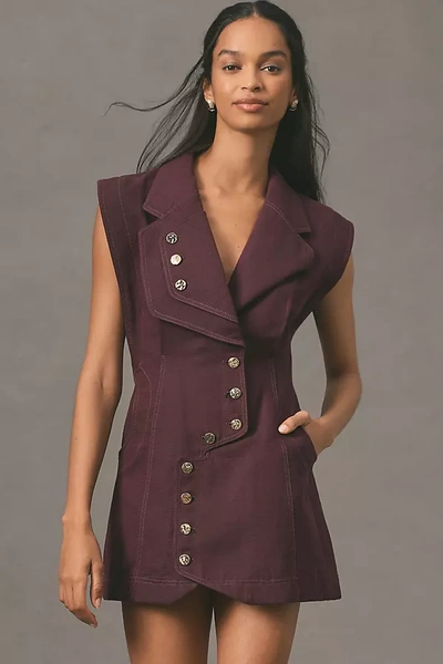 Acler Structured Button Mini Dress In Purple