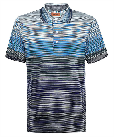 Missoni Stripe-pattern Cotton Polo Shirt In Blue