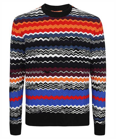 Missoni Slim-fit Striped Crochet-knit Wool-blend Jumper In Multicolor