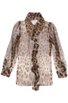Dolce & Gabbana Leopard Print Chiffon Blouse In Multicolor