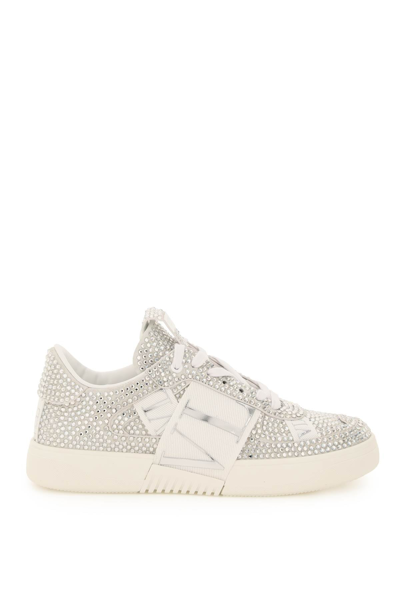 Valentino Garavani Vl7n Sneakers With Crystals In White,silver