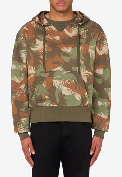 Moschino Camouflage-print Zip-up Hoodie In Multicolor