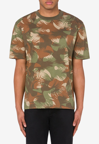 Moschino Camouflage Short-sleeved T-shirt In Khaki