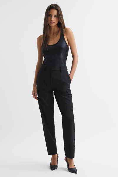 Reiss Violet Combat Tapered Trousers In Black ModeSens - Main Image