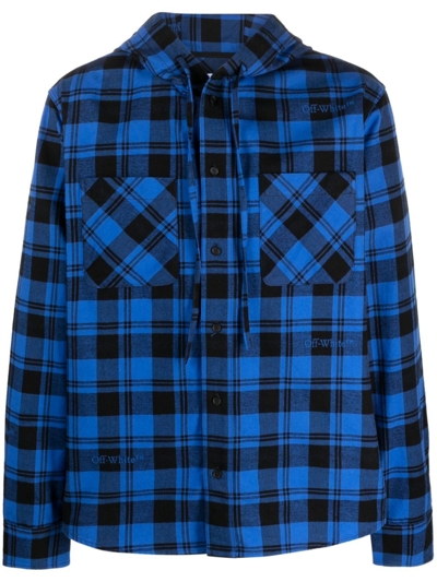 Off-white Plaid Check-pattern Flannel Overshirt In Blue