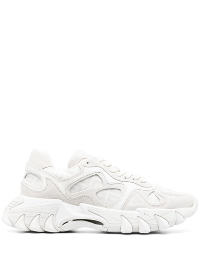 Balmain B East Leather Mix Sneakers In White