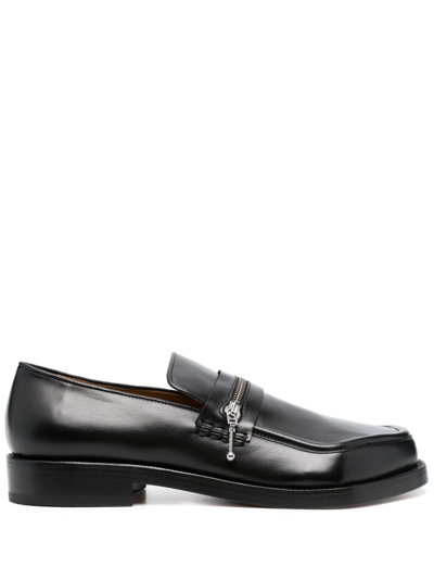 Magliano Monster Zipped Leather Loafers In Black