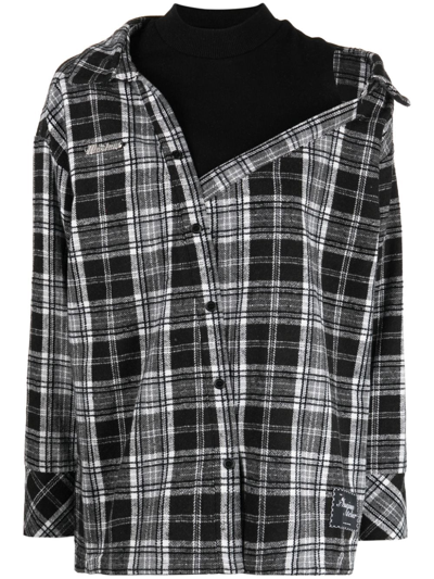 Musium Div. Layered Check-pattern Shirt In Black