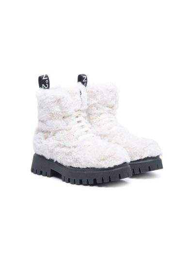 N°21 Kids' Faux-fur Ankle Boots In White