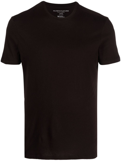 Majestic Crew-neck Cotton-blend T-shirt In Black
