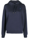 Maison Kitsuné Fox Embroidered Drawstring Hoodie In Blue