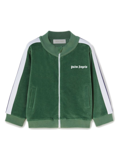 Palm Angels Babies' Logo-embroidered Cotton Bomber Jacket In Green