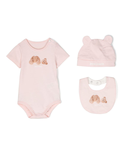 Palm Angels Babies' Broken Bear Gift Set In Pink