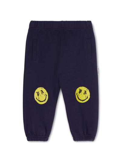 Palm Angels Babies' Logo-print Cotton Track Pants In Blue