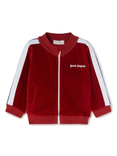 Palm Angels Babies' Logo-print Cotton Bomber Jacket In Red