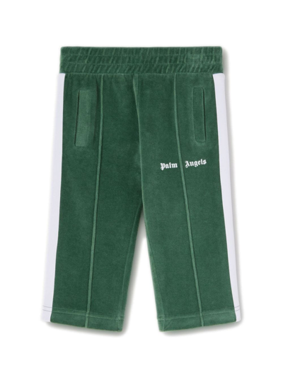 Palm Angels Babies' Logo-embroidered Cotton Track Pants In Green