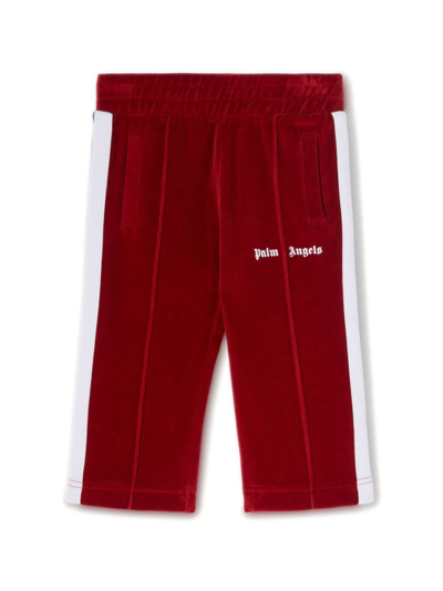 Palm Angels Babies' Logo-embroidered Cotton Track Pants In Red