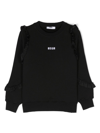 Msgm Kids' Logo-embroidered Cotton Sweatshirt In Black