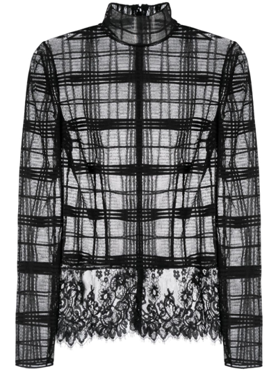 Alberta Ferretti Lace Sweater In Black