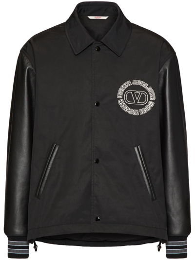 Valentino Logo-patch Varsity Jacket In Black