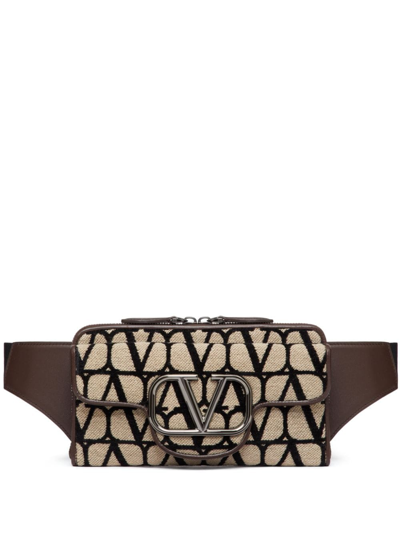Valentino Garavani Toile Iconographe Belt Bag In Brown