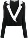 KARL LAGERFELD NOTCH-LAPEL CROPPED CARDIGAN