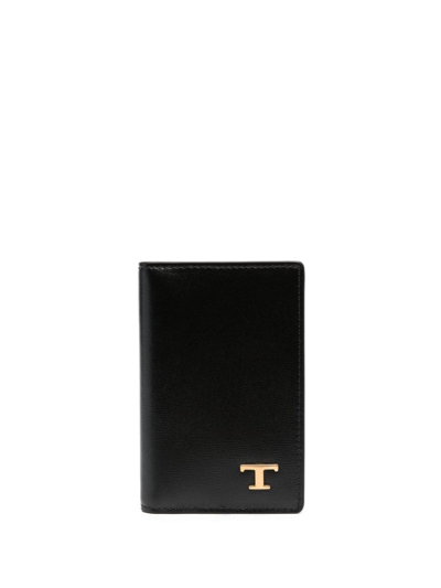 Tod's Logo-plaque Leather Wallet In Black