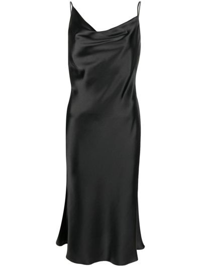 Blanca Vita Drapped Satin-finish Dress In Black