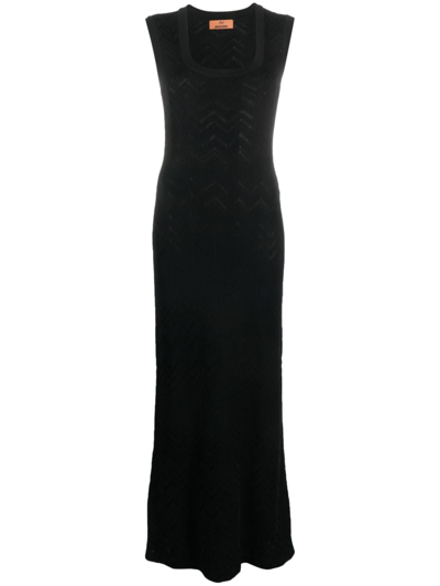Missoni Chevron-knit Sleeveless Maxi Dress In Black