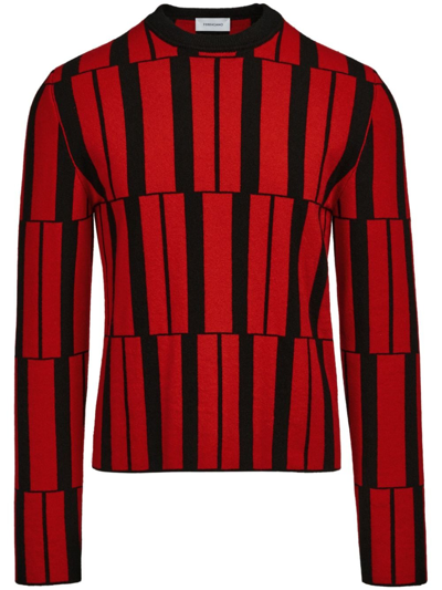 Ferragamo Man Crew Neck Jacquard Sweater In Red