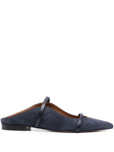 Malone Souliers Maureen Flat Suede Mules In Blue