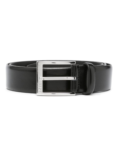 Hugo Boss Engraved-logo Buckle Belt In 001 Black