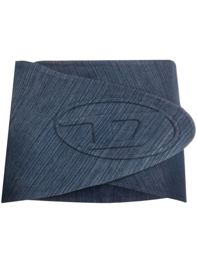 Diesel De-lori-fsd Striped Cotton Miniskirt In Blue