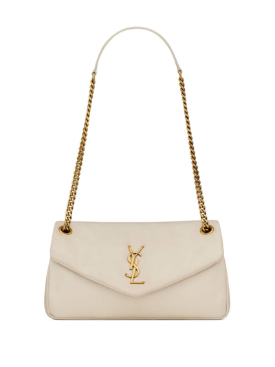 Saint Laurent Loulou Ysl Small Puffer Shoulder Bag In Nude & Neutrals