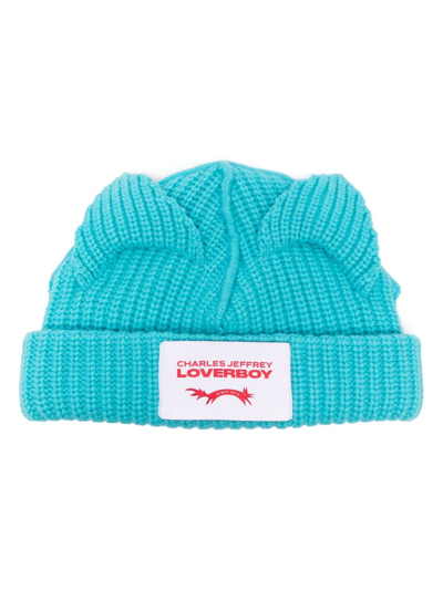 Charles Jeffrey Loverboy Chunky Ears Logo-patch Beanie In Sky Blue