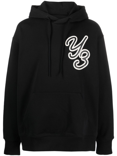 Y-3 Logo-print Organic-cotton Hoodie In Black