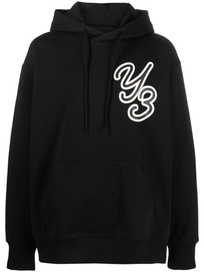 Y-3 Adidas Y 3 Black Logoed Hoodie