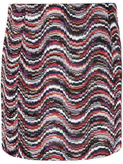 Missoni Wavy-jacquard Fitted Miniskirt In Pink