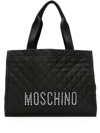 MOSCHINO LOGO-PLAQUE QUILTED TOTE BAG